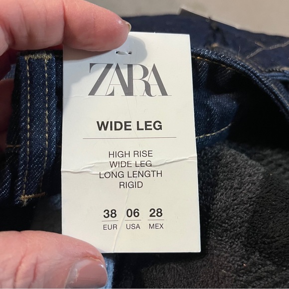 Zara Women's Flare Wide Leg Jeans - Dark Blue - Picture 2 of 10